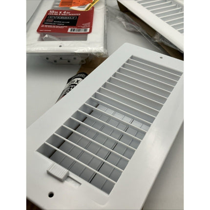 10 In. X 4 In. 1 - Way Steel Wall/Ceiling Register In White lot of 2/1 plastic - Long Island Liquidation