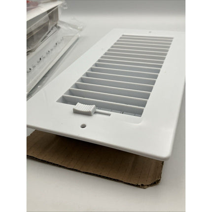 10 In. X 4 In. 1 - Way Steel Wall/Ceiling Register In White lot of 2/1 plastic - Long Island Liquidation