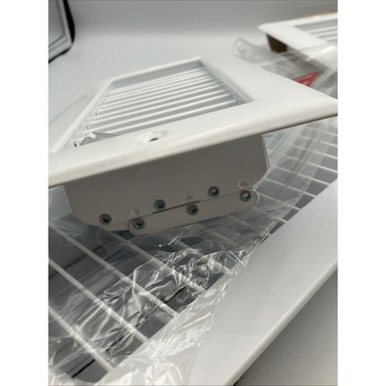10 In. X 4 In. 1 - Way Steel Wall/Ceiling Register In White lot of 2/1 plastic - Long Island Liquidation