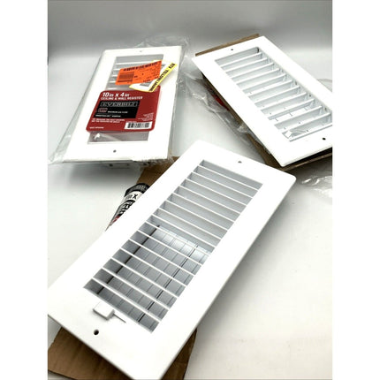 10 In. X 4 In. 1 - Way Steel Wall/Ceiling Register In White lot of 2/1 plastic - Long Island Liquidation