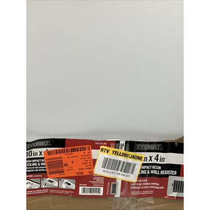 10 In. X 4 In. 1 - Way Steel Wall/Ceiling Register White lot of 3/1 plastic - Long Island Liquidation