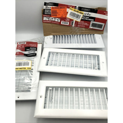 10 In. X 4 In. 1 - Way Steel Wall/Ceiling Register White lot of 3/1 plastic - Long Island Liquidation