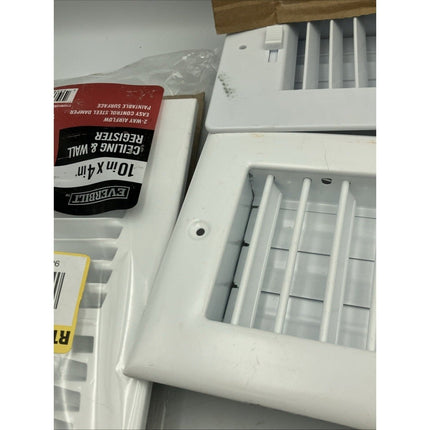 10 In. X 4 In. 1 - Way Steel Wall/Ceiling Register White lot of 3/1 plastic - Long Island Liquidation