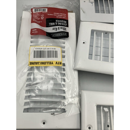 10 In. X 4 In. 1 - Way Steel Wall/Ceiling Register White lot of 3/1 plastic - Long Island Liquidation