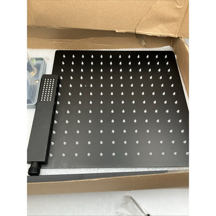 12 inch Rain Shower Faucet Set Matte Black Shower Head Combo System with Valve - Long Island Liquidation