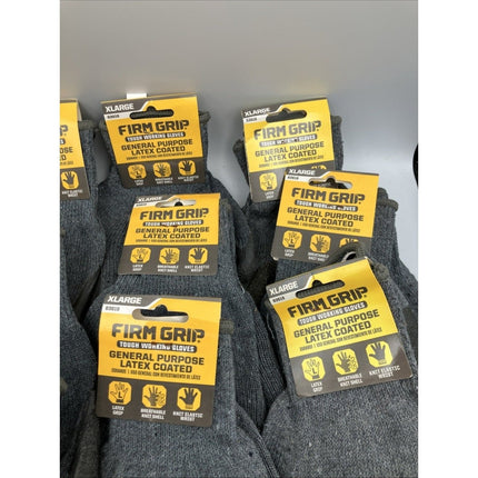 12 Pair Firm Grip Tough Working Gloves General Purpose Latex Coated Knit Xlarge - Long Island Liquidation