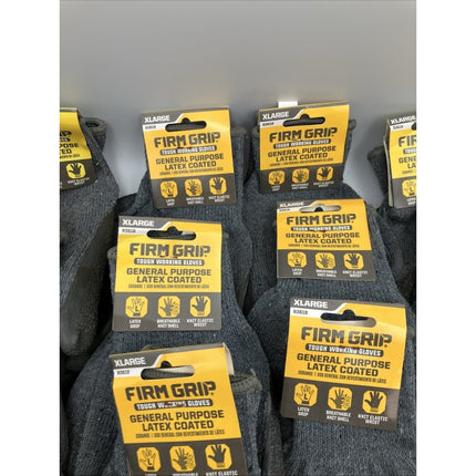 12 Pair Firm Grip Tough Working Gloves General Purpose Latex Coated Knit Xlarge - Long Island Liquidation