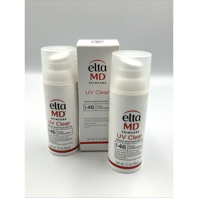 2 EltaMD UV Clear Physical (Mineral) Sunscreen SPF 46 - 1.7 fl oz Exp 07/2026 - Long Island Liquidation