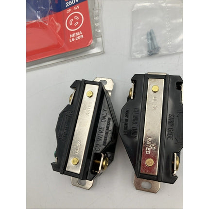 2 Leviton Single Outlet Locking Flush Receptacle Nylon 3 - Wire 20Amp 250V 2320 - CS - Long Island Liquidation