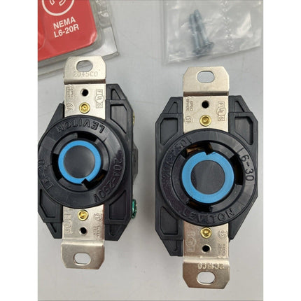 2 Leviton Single Outlet Locking Flush Receptacle Nylon 3 - Wire 20Amp 250V 2320 - CS - Long Island Liquidation