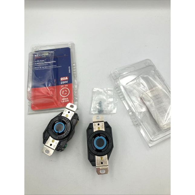 2 Leviton Single Outlet Locking Flush Receptacle Nylon 3 - Wire 20Amp 250V 2320 - CS - Long Island Liquidation