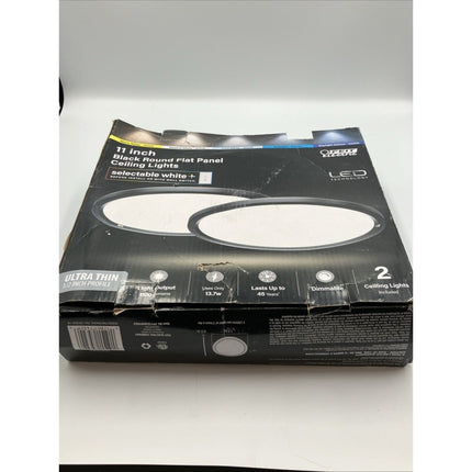 2 Pack Feit Electric 11 in.13.5w 1100 Lumen Dimmable Selectable LED Round Flush - Long Island Liquidation