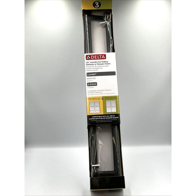 (2 - Pk) Delta Handles For Sliding Shower Door Zinc Bronze 20 SDBR008 - OB - R - Long Island Liquidation