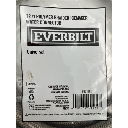 (2x) Everbilt 69013HD 12ft Polymer Braided Icemaker Water Connector NEW - Long Island Liquidation