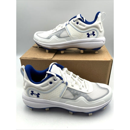 3024328 - Women's UA Glyde MT Softball Cleats - WHITE & BLUE - SIZE 7 - Long Island Liquidation