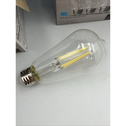 (4 - Pk) Feit Straight Filament Clear Glass E26 Vintage Edison LED Light Bulb lot - Long Island Liquidation