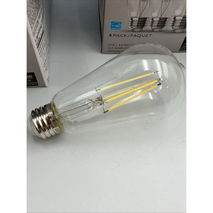 (4 - Pk) Feit Straight Filament Clear Glass E26 Vintage Edison LED Light Bulb lot - Long Island Liquidation