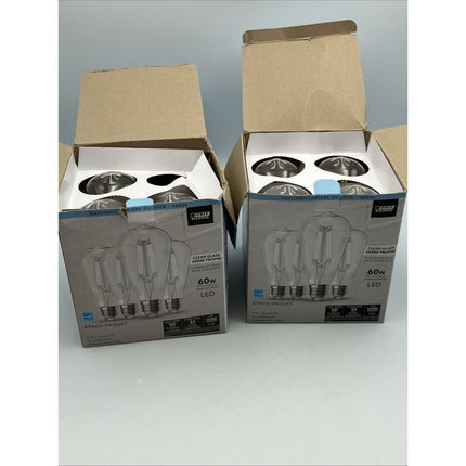 (4 - Pk) Feit Straight Filament Clear Glass E26 Vintage Edison LED Light Bulb lot - Long Island Liquidation