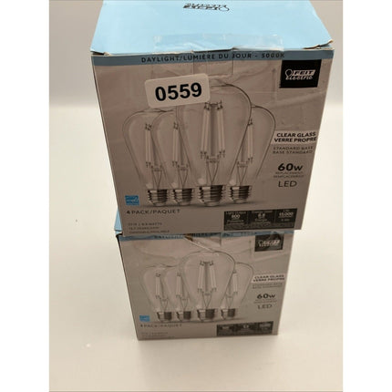 (4 - Pk) Feit Straight Filament Clear Glass E26 Vintage Edison LED Light Bulb lot - Long Island Liquidation