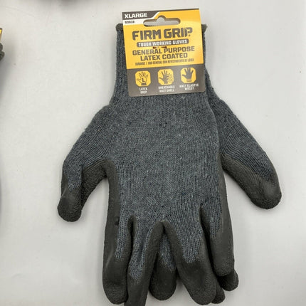 (5) FIRM GRIP Tough Working Gloves General Purpose Latex Coated Size XL - Long Island Liquidation