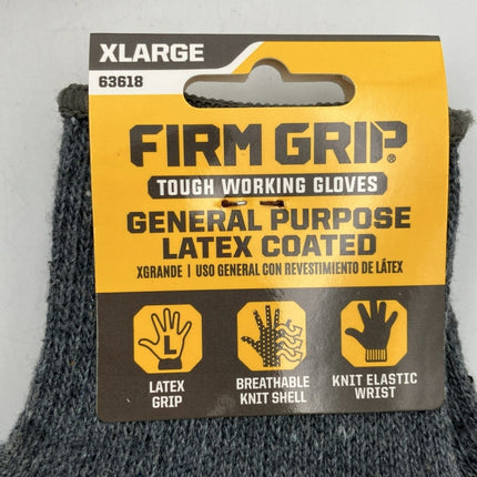 (5) FIRM GRIP Tough Working Gloves General Purpose Latex Coated Size XL - Long Island Liquidation