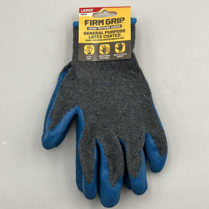 (7 pairs) Firm Grip Large Tough Work Gloves, General Purpose, Latex Coated LARGE - Long Island Liquidation