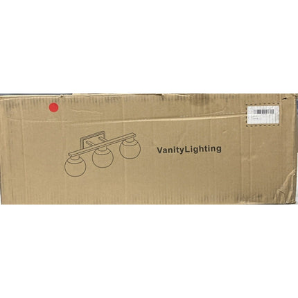 7.68 in. 3 - Light Black and Gold Bathroom Vanity Light with Clear Glass Shades, B - Long Island Liquidation