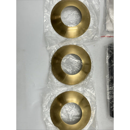 7.68 in. 3 - Light Black and Gold Bathroom Vanity Light with Clear Glass Shades, B - Long Island Liquidation