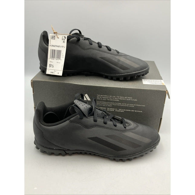 Adidas X Crazyfast.4 TF GS Boys Shoes Size 5, Color: Core Black/Core Black/Core - Long Island Liquidation