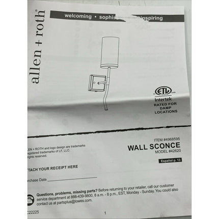 Allen + Roth Casado 4.13" Polished Chrome Modern/Contemporary LED Wall Sconce - Long Island Liquidation
