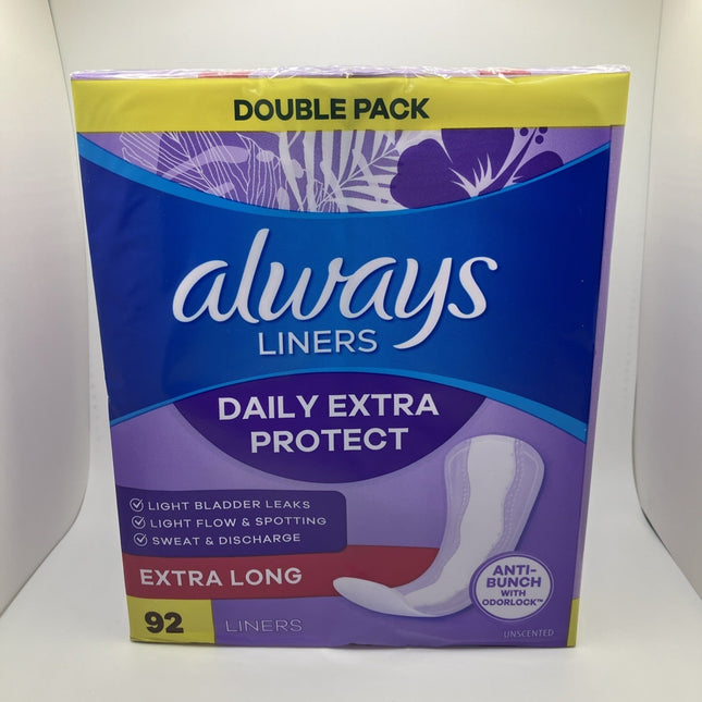 Always Extra Long Daily Protect Liners - 4 Pack Lot, 368 Liners Total - Long Island Liquidation