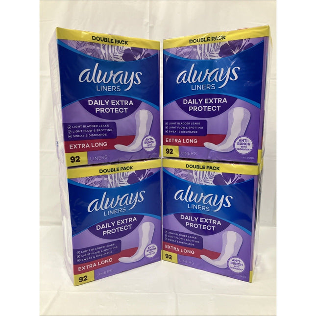 Always Extra Long Daily Protect Liners - 4 Pack Lot, 368 Liners Total - Long Island Liquidation