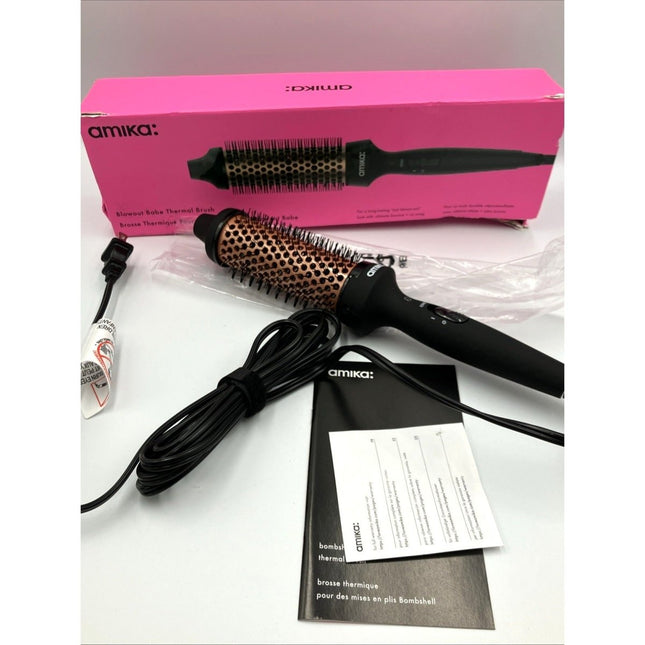 Amika Blowout Babe Straightening Brush - Black - Long Island Liquidation