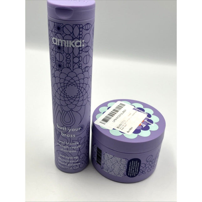 Amika Bust Your Brass Cool Blonde Shampoo and repair mask READ - Long Island Liquidation
