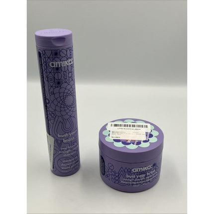 Amika Bust Your Brass Cool Blonde Shampoo and repair mask READ - Long Island Liquidation