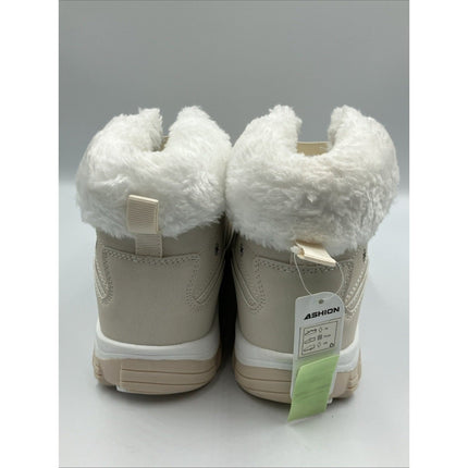 Ashion Women’s Snow Boots Waterproof Winter Booties Ivory/White Fur 10/41 - Long Island Liquidation