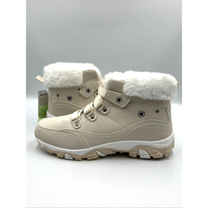 Ashion Women’s Snow Boots Waterproof Winter Booties Ivory/White Fur 10/41 - Long Island Liquidation