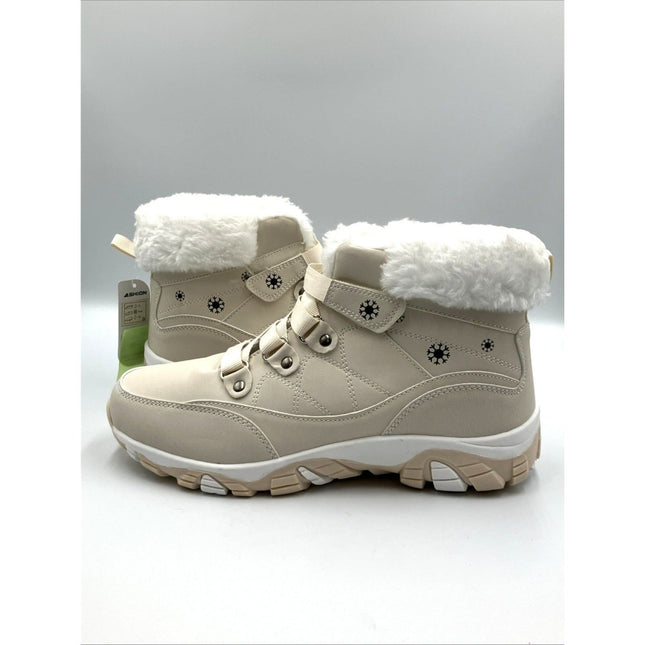 Ashion Women’s Snow Boots Waterproof Winter Booties Ivory/White Fur 10/41 - Long Island Liquidation
