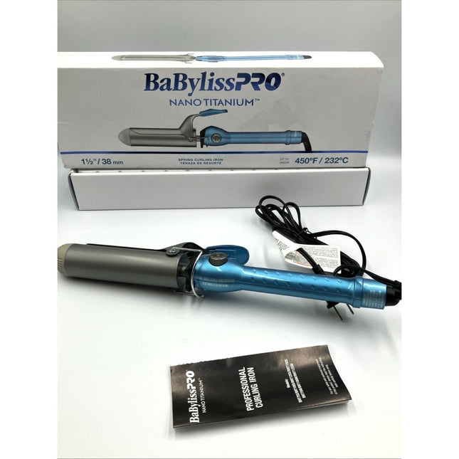 BaByliss PRO 1.5" Nano Titanium Spring Curling Iron - Blue/Silver - Long Island Liquidation