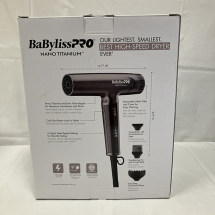 BaBylissPRO Nano Titanium Professional Nano Light Ionic Dual - Voltage Lightweight - Long Island Liquidation