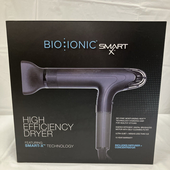 Bio Ionic SMART X High Efficiency Hair Dryer w/Diffuser&Concentrator, Navy Blue - Long Island Liquidation
