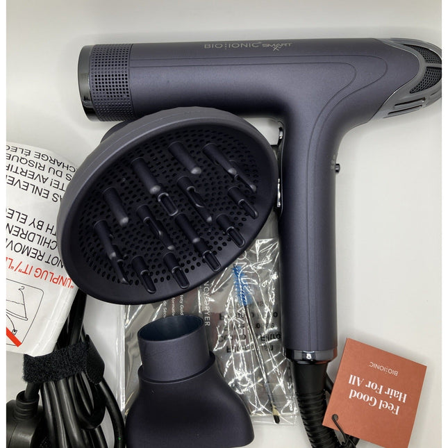 Bio Ionic SMART X High Efficiency Hair Dryer w/Diffuser&Concentrator, Navy Blue - Long Island Liquidation