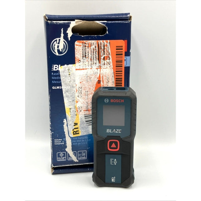 BOSCH GLM100 - 23 Blaze 100ft Laser Measure with Backlit Display 100' range - Long Island Liquidation