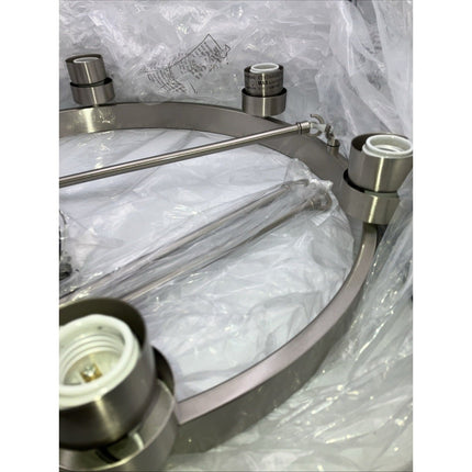 Brushed Nickel Six Light Chandelier from the Hartland Collection - Long Island Liquidation