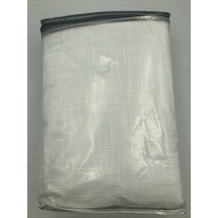Central Park White Pinch Pleated Full Blackout Curtains Linen Texture Thermal... - Long Island Liquidation