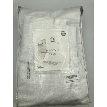 Central Park White Pinch Pleated Full Blackout Curtains Linen Texture Thermal... - Long Island Liquidation