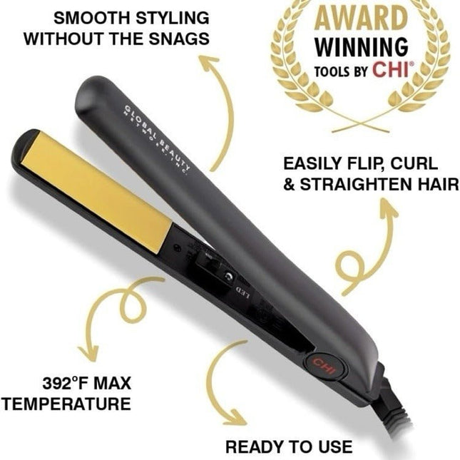 CHI Original Ceramic Flat Iron, Hair Straightener 1" Styling Tool - Black - Long Island Liquidation