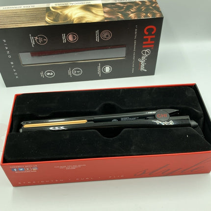 CHI Original Digital Ceramic Hairstyling Iron Hair Straightener 1" Piano Black - Long Island Liquidation