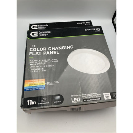 Commercial Electric 11 in. White LED Round Ceiling Light 5CCT pair - Long Island Liquidation