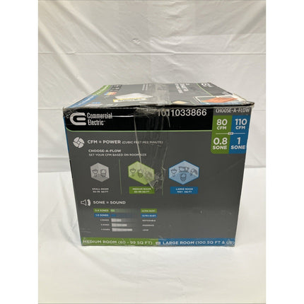 Commercial Electric 80/110 CFM Bathroom Exhaust Fan LED Light Humidity Sensing - Long Island Liquidation